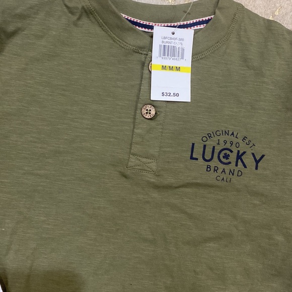 Lucky brand long sleeve button stripe sleeve t shirt top - Picture 2 of 2